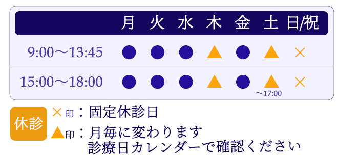 瀬田唐橋たなか歯科医院　診療時間表